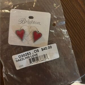 Brighton red heart earrings brand new never used.